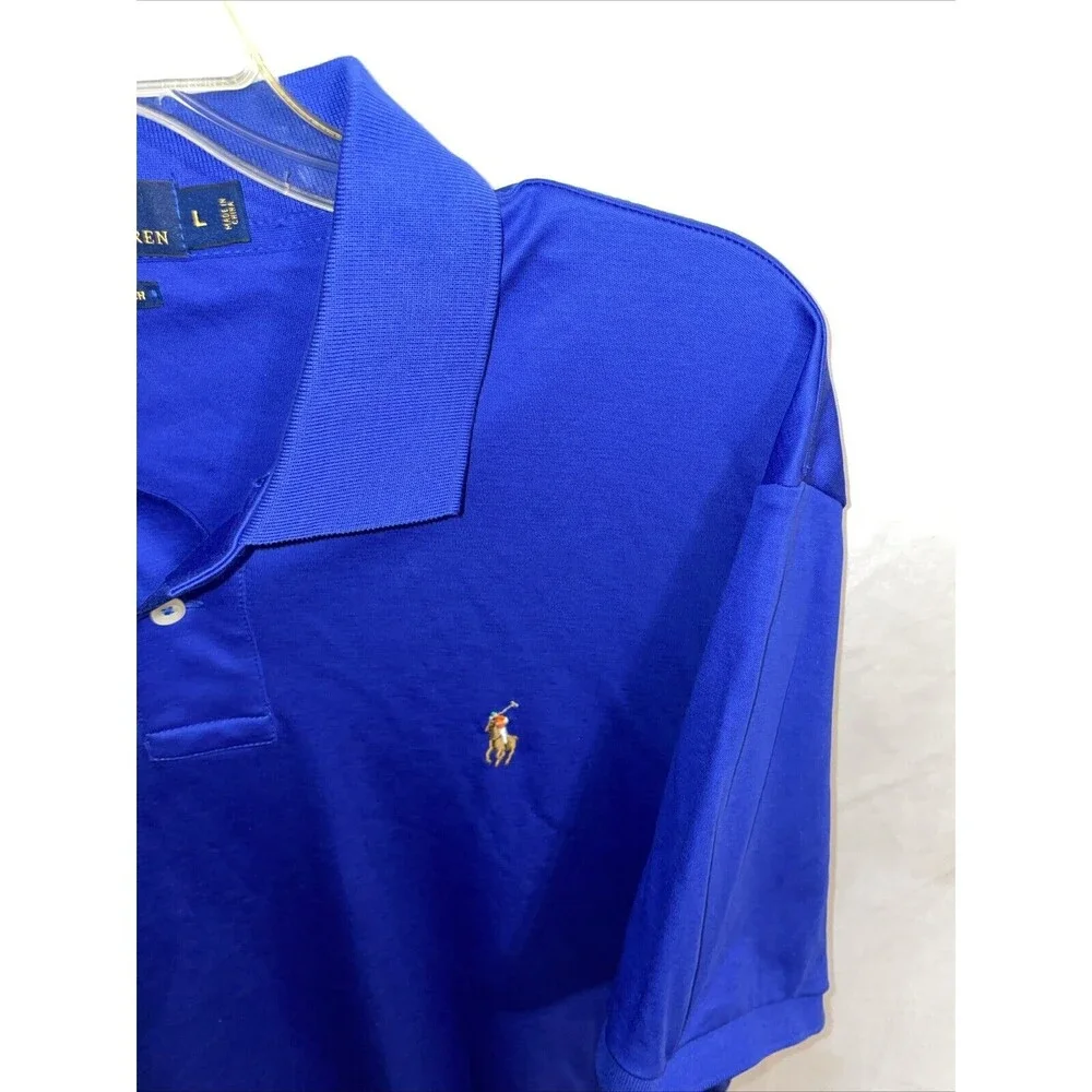Polo Ralph Lauren Flesh Pony Mens Golf Shirt Size Large Blue Athleisure Outdoors